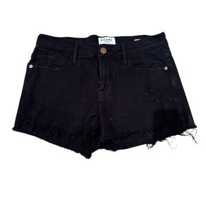 Frame Denim Women's Black Frayed Jean Shorts
